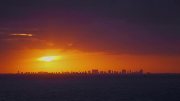 Puesta Sol Miami Sobre Ciudad — Vídeos de Stock