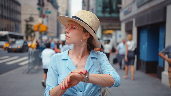 Young confused woman on the street in New York