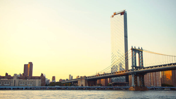 Manhattan Bridge in New York City at sunset