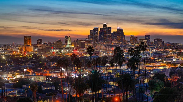 Utsikt Över Kvällen Los Angeles Från Ovan — Stockfoto