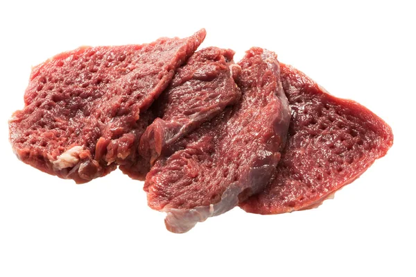 Carne Crua Isolada Sobre Fundo Branco — Fotografia de Stock