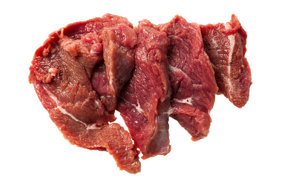 Raw beef isolated on white background