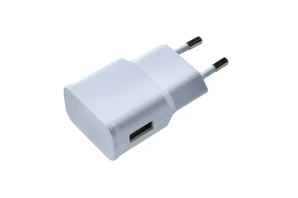 Usb Carregador Parede Plug Isolado Fundo Branco — Fotografia de Stock