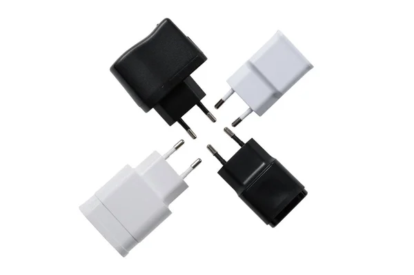 Usb Carregador Parede Plug Isolado Fundo Branco — Fotografia de Stock