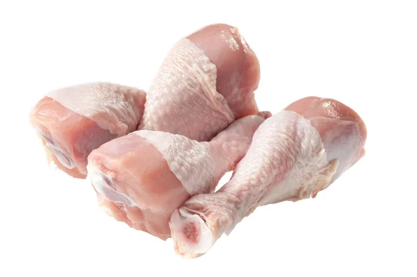 Cuisses Poulet Crues Isolées Sur Fond Blanc — Photo