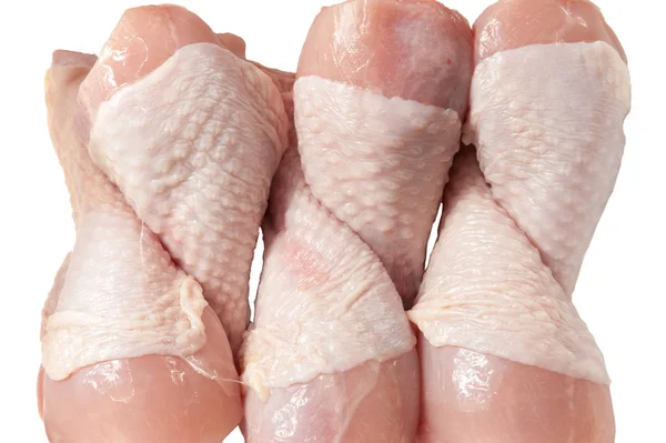 Cuisses Poulet Crues Isolées Sur Fond Blanc — Photo