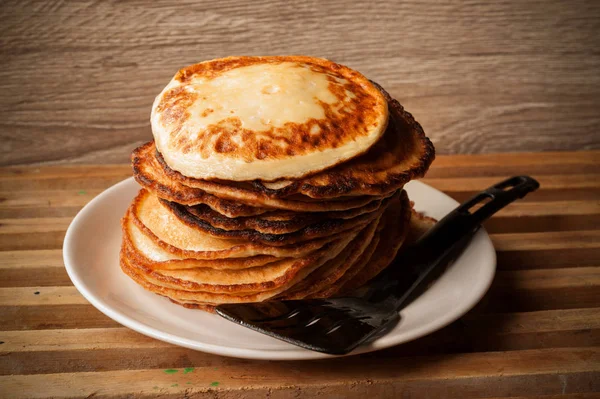 Stack Fried Pancakes Plate — Stock Photo, Image