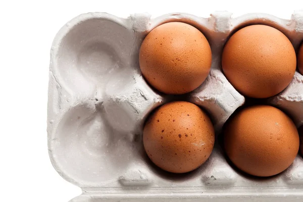 Brown Chicken Eggs Pack Isolated White — Stock Photo, Image