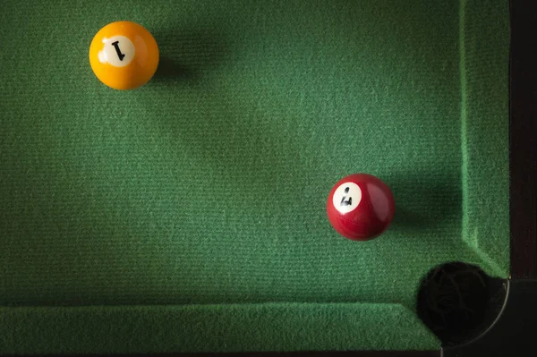 Mesa Bilhar Com Material Verde Bolas Bilhar — Fotografia de Stock