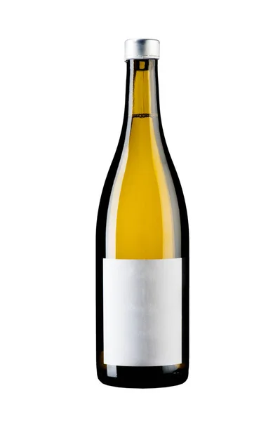 Bottiglia di vino su bianco — Foto Stock
