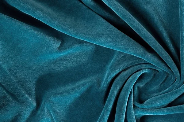 Crumpled fabric turquoise color — Stock Photo, Image