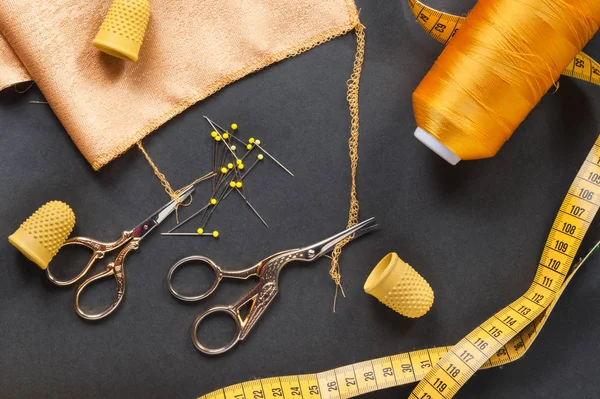 Yellow sewing measuring tape — Stock Photo, Image