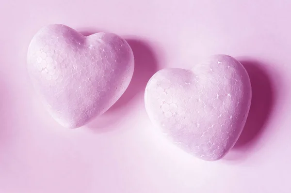 Pink hearts of styrofoam — Stock Photo, Image