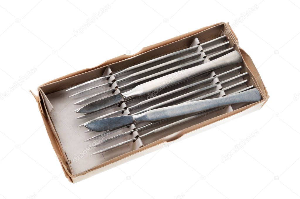 set of medical scalpels