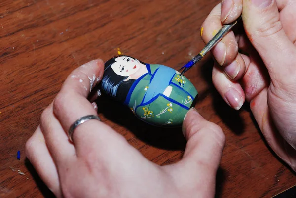 Hand Tekening Van Russische Traditionele Nesting Dolls — Stockfoto