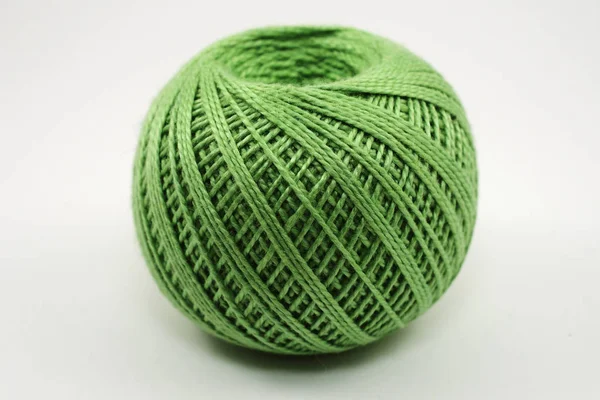 Skein Green Wool White Background — Stock Photo, Image