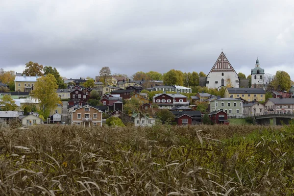 Pohled na staré město Porvoo, Finsko — Stock fotografie