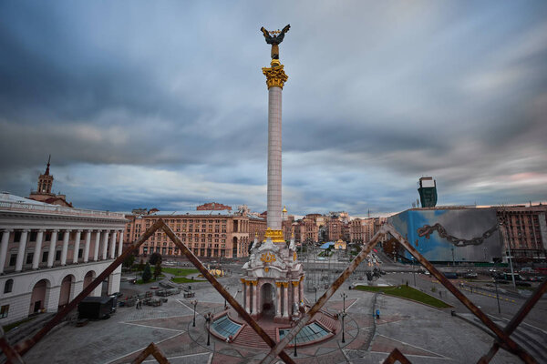 View of the Maydan Nezalezhnosti. Independence square in capital of Ukraine - Kiev