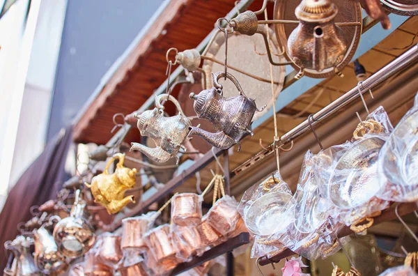 Turkish Ceramic Copper Jars Sale Grand Bazaar Istanbul Turkey — Stock Photo, Image