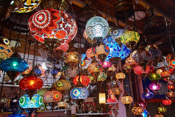 Turkish decorative lamps for sale on Grand Bazaar at Istanbul, Turkey