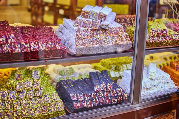 Doces Tradicionais Turcos Rahat Lukum Contador Mercado Grand Bazar Istambul — Fotografia de Stock