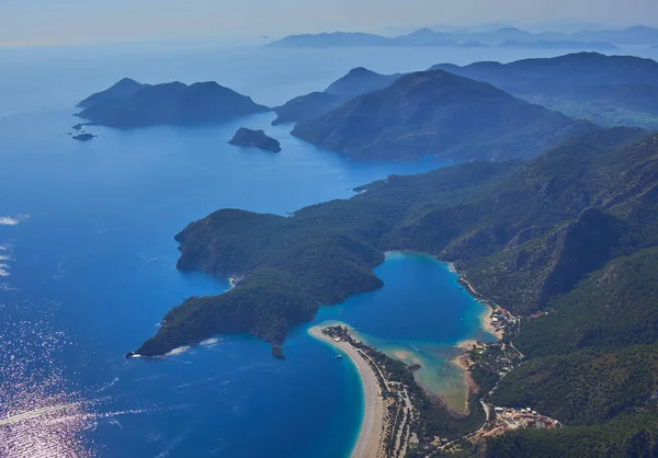 Luchtfoto Van Blauwe Lagune Pebble Beach Oludeniz Fethiye District Turquoise — Stockfoto