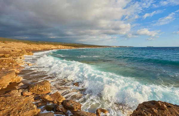 Big waves break about the Rocky Peninsula of Cape Lara in southern Akamas, Cyprus