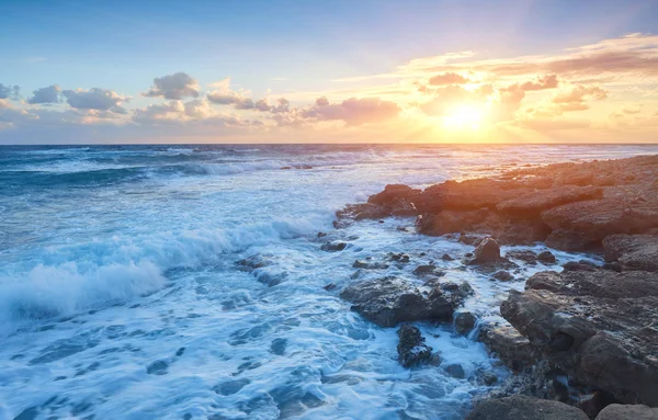 Sunset Shores Mediterranean Sea Coast Cyprus — Stock Photo, Image