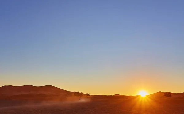 Sahara Çölü'nde güzel gün batımı. — Stok fotoğraf