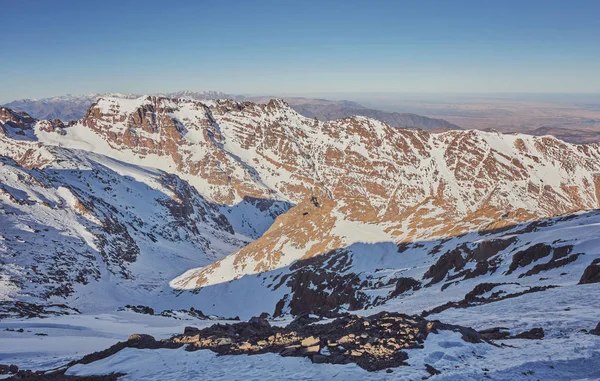 Πεζοπορική Διαδρομή Στην Κορυφή Του Mount Toubkal Μαρόκο — Φωτογραφία Αρχείου