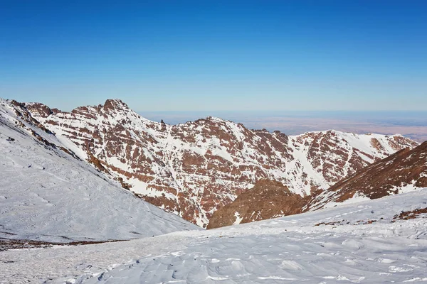 Trail Climbing Toubkal Highest Mountain Atlas Mountains Morocco — Stock Photo, Image