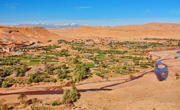 Έρημο Τοπίο Βουνά Atlas Κοντά Kasbah Ait Ben Haddou Μαρόκο — Φωτογραφία Αρχείου