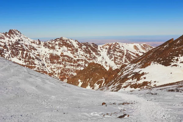 Het Parcours Voor Het Beklimmen Van Toubkal Hoogste Berg Van — Stockfoto