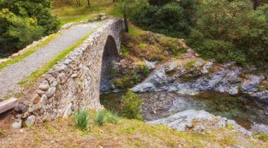 Ünlü eski Venedik taş köprü, Elia, Troodos Dağları, Kıbrıs