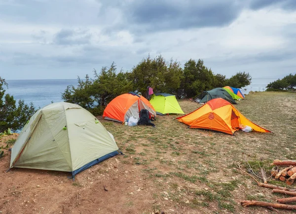 Camping Turistas Playa — Foto de Stock