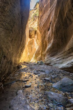 Kıbrıs'ta Avakas Gorge güneşli çok renkli kaya.