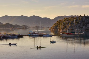 Şafak manzara, eğitim kanocu, Kekova, Türkiye'nin Adaları görünüm