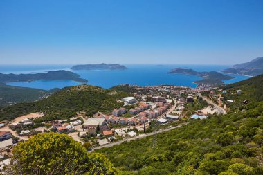 Popüler tatil şehir kaş Türkiye'de hava panoramik manzaralı