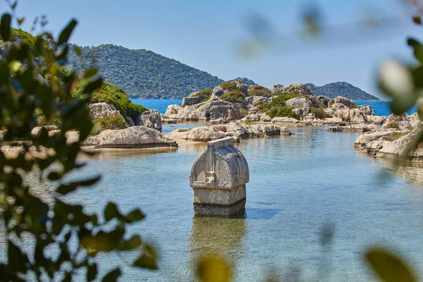 Mar Cerca Las Ruinas Antigua Ciudad Isla Kekova Turquía — Foto de Stock