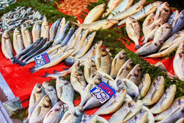 Frischer Fisch Auf Eis Auf Dem Markt — Stockfoto