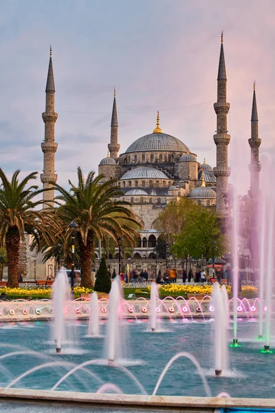 Colorful Spring Sunset Sultan Ahmet Park Istanbul Turkey Europe Colorful — Stock Photo, Image