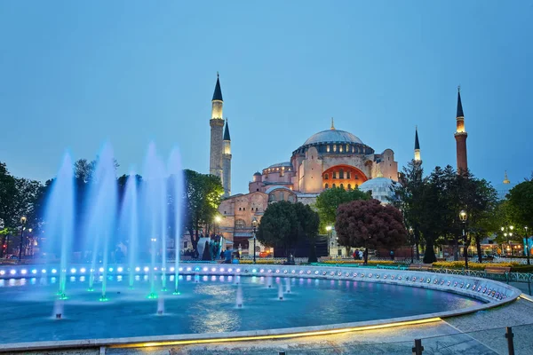 Beautiful Hagia Sophia Hamam Istanbul Old Town Timelapse Blue Illuminated — Stock Photo, Image