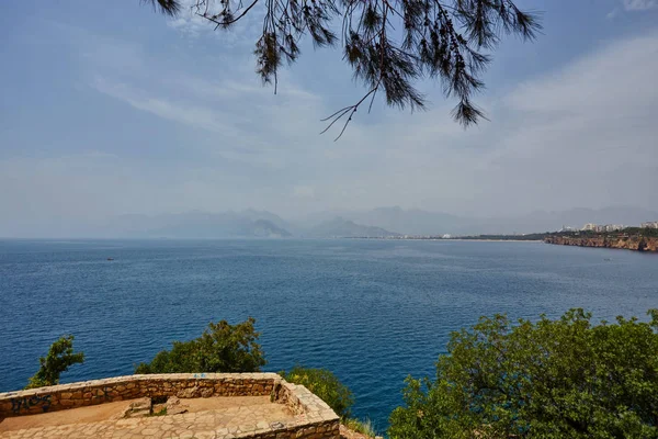 Seascape Timelapse Wysokich Górach Nad Jasne Zachód Słońca Niebo Antalya — Zdjęcie stockowe