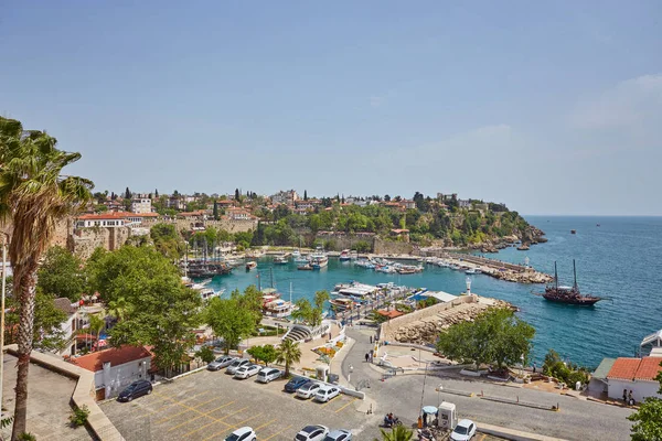 Veduta Aerea Del Porto Yacht Tetti Casa Rossa Nel Centro — Foto Stock