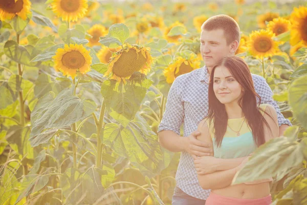 夏に自然を愛する若い夫婦が — ストック写真