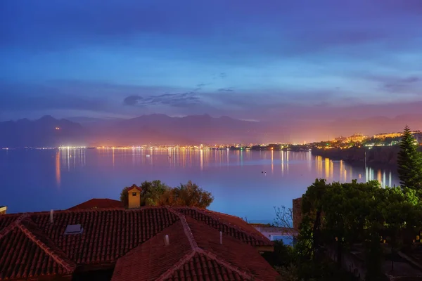 Berühmten Konyaalti Strand Nachtsicht Antalya Truthahn — Stockfoto