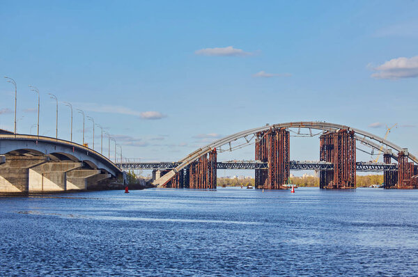 Rusty unfinished bridge in Kiev, Ukraine