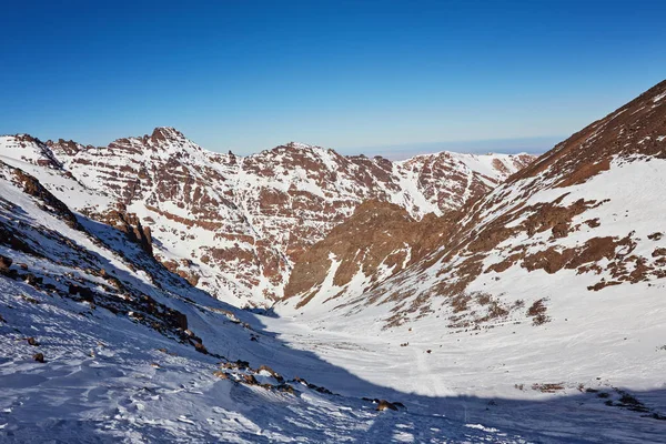 Trilha Para Escalar Tubkal Montanha Mais Alta Das Montanhas Atlas — Fotografia de Stock