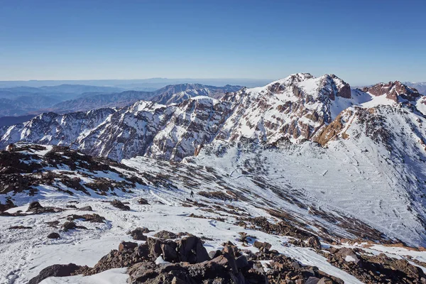 Εθνικό Πάρκο Του Toubkal Φαίνεται Από Την Υψηλότερη Κορυφή Jebel — Φωτογραφία Αρχείου