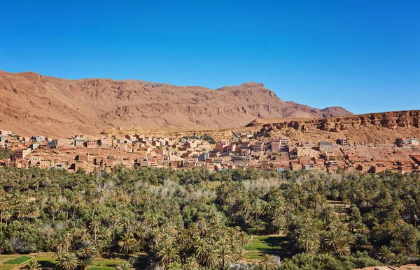 Breed Landschap Dorp Dades Vallei Marokko — Stockfoto